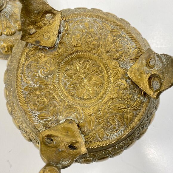 Vintage Hindu Goddess Laxmi Large Brass Pot & Lid Prosperity Abundance Light - Picture 11 of 11